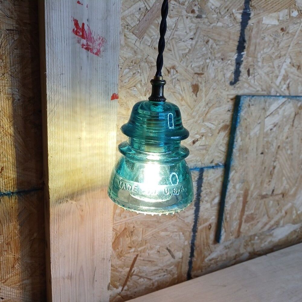 1900's Glass Insulator Pendant Light Industrial Railroad Hanging Lamp Steampunk